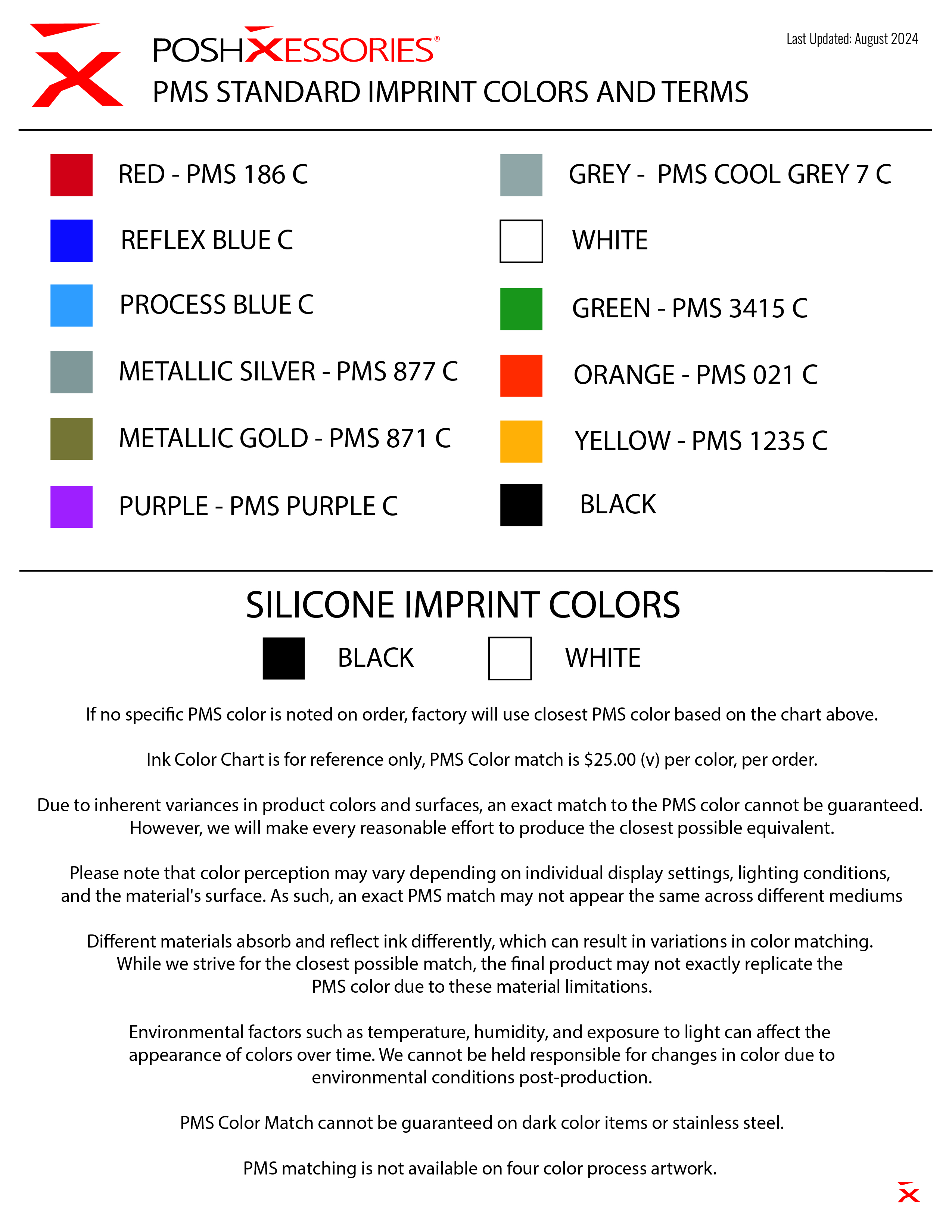 Posh Standard Color Chart